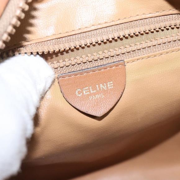 CELINE Macadam Canvas Shoulder Bag PVC Leather Brown Gold...